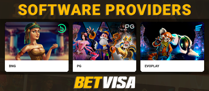 List of software providers on the BetVisa casino site - Booongo, Habanero and others
