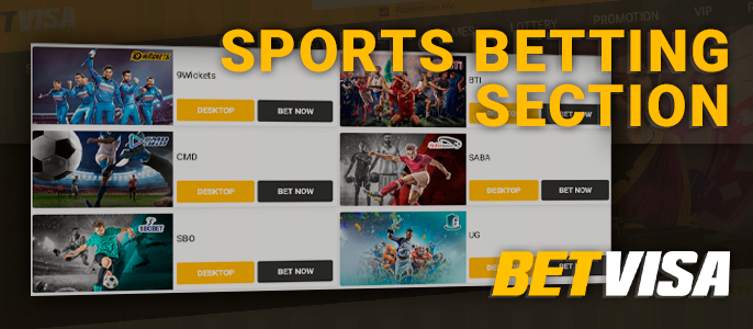 Betting on sports events at BetVisa - betting section