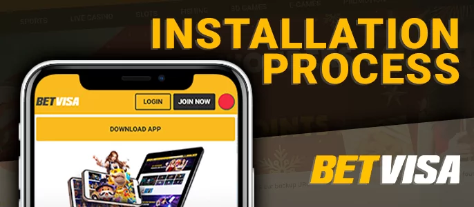 The process of installing the BetVisa online casino app on your iPhone