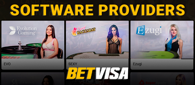Live Games Software at BetVisa Casino site - Evolution Gaming, Ezugi and others