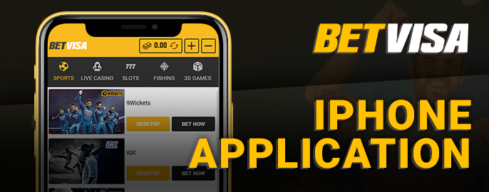 BetVisa bookmaker app for iPhones